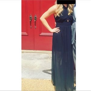 ANGL black cross front formal, maxi, wedding guest, party dress